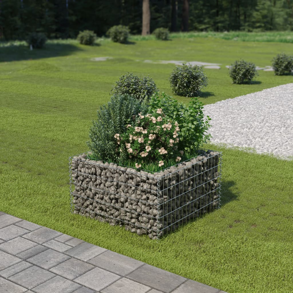 Vidaxl Gabion -Pflanzer erhöht 90 x 90 x 50 cm verzinkter Stahl