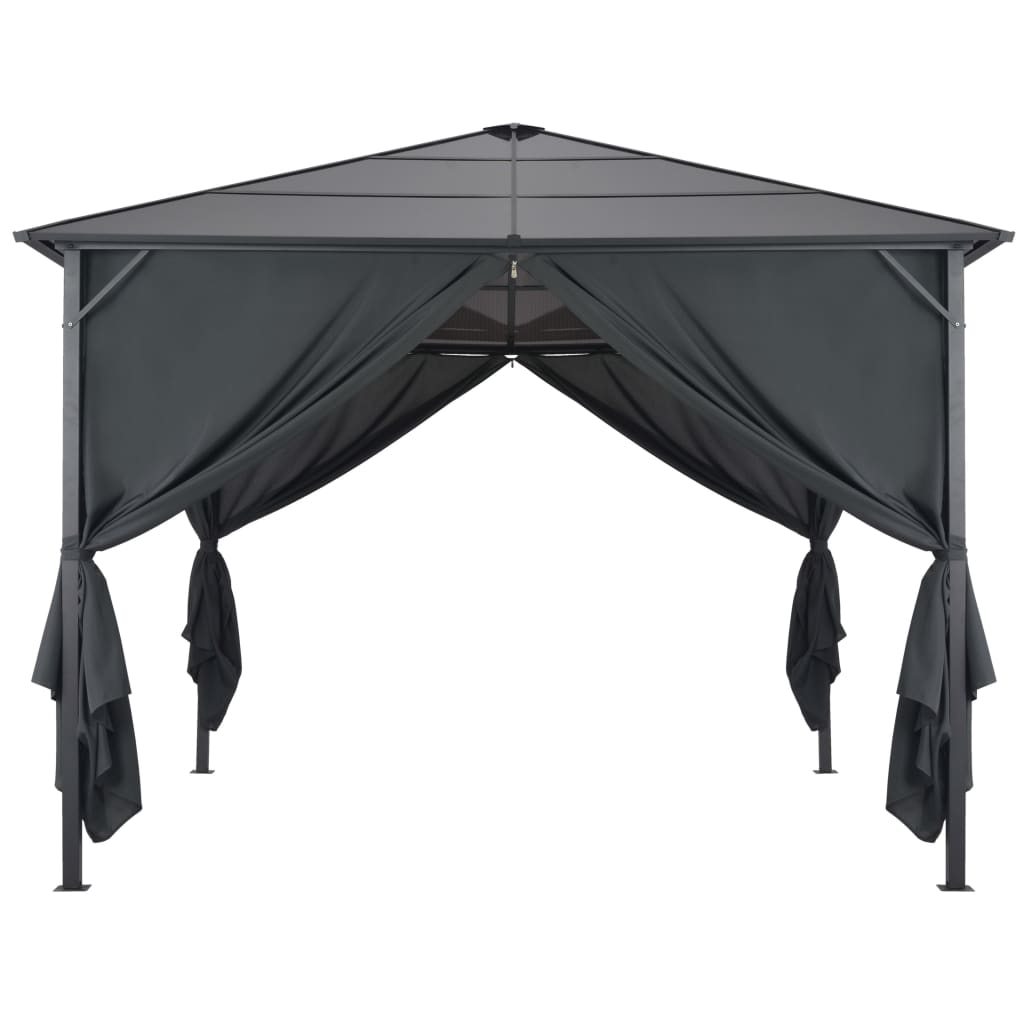 Vidaxl Arbor z zasłoną 3x3 m aluminium czarny