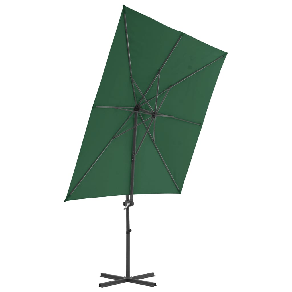 Parasol flotante Vidaxl con poste de acero 250x250 cm verde