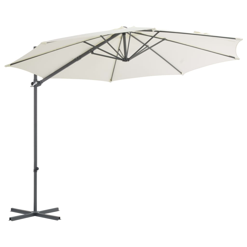 Vidaxl zweefparasol met stalen paal 300 cm zandkleurig