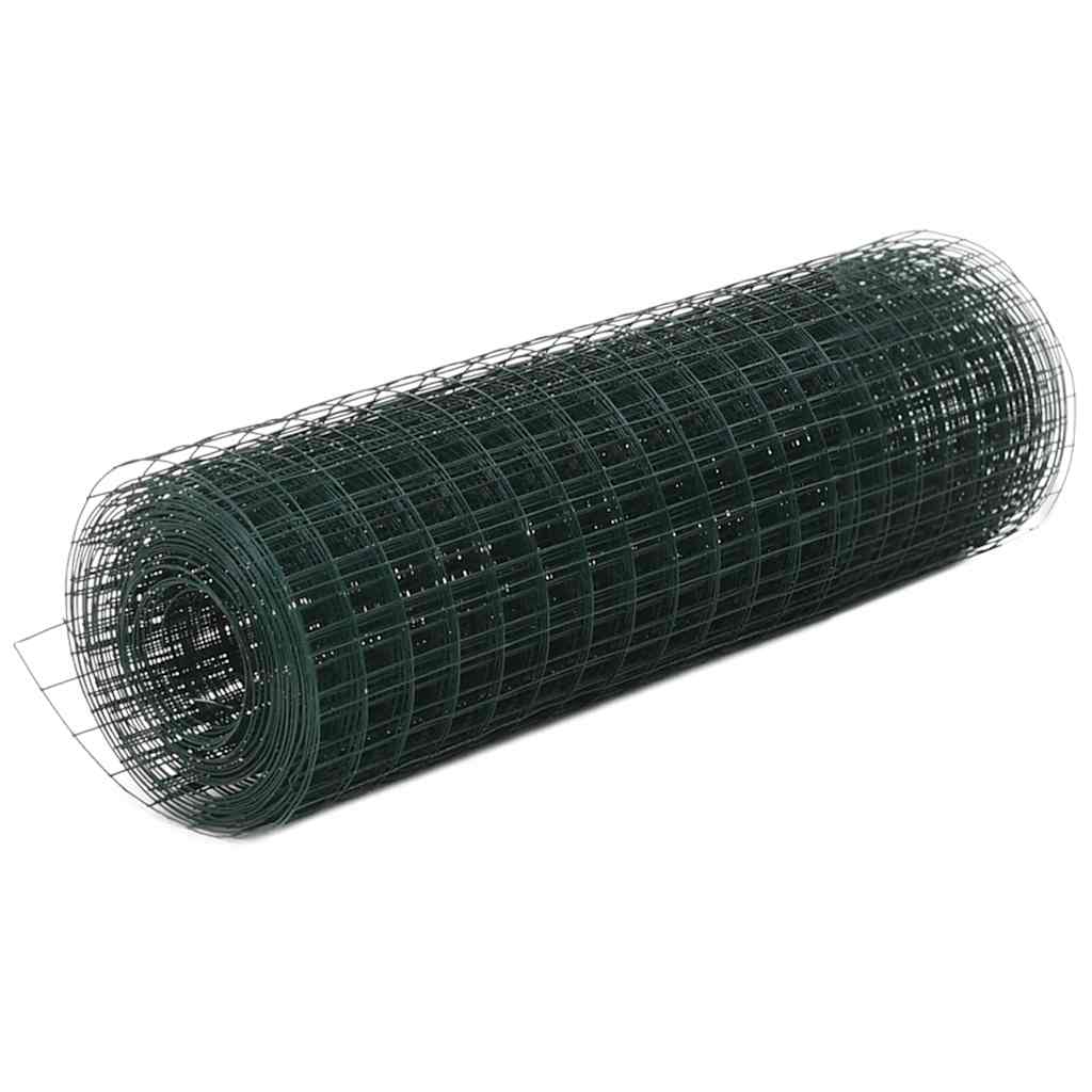 VidaXL grillage à poules 10x0,5 m acier avec revêtement PVC vert