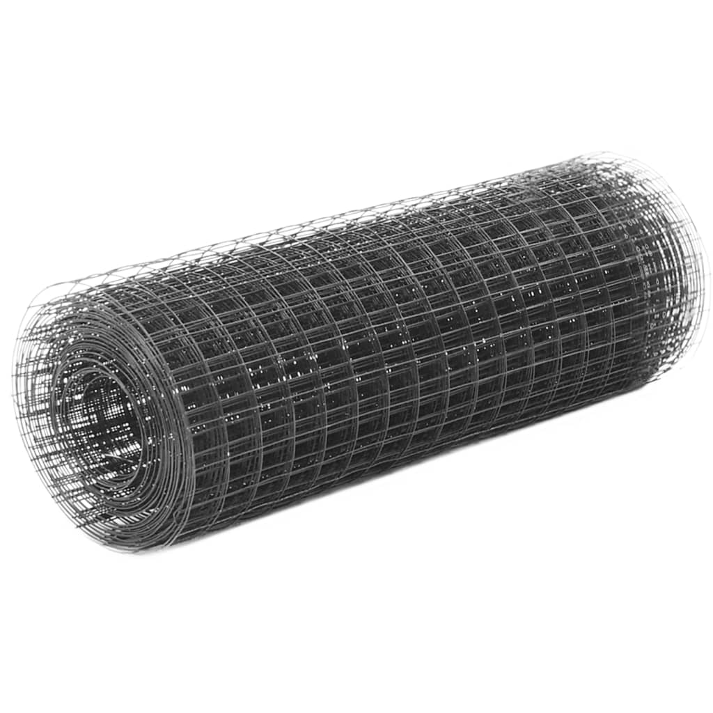 Vidaxl Chicken Wire 10x0,5 m Stal z powłoką PCV szarością