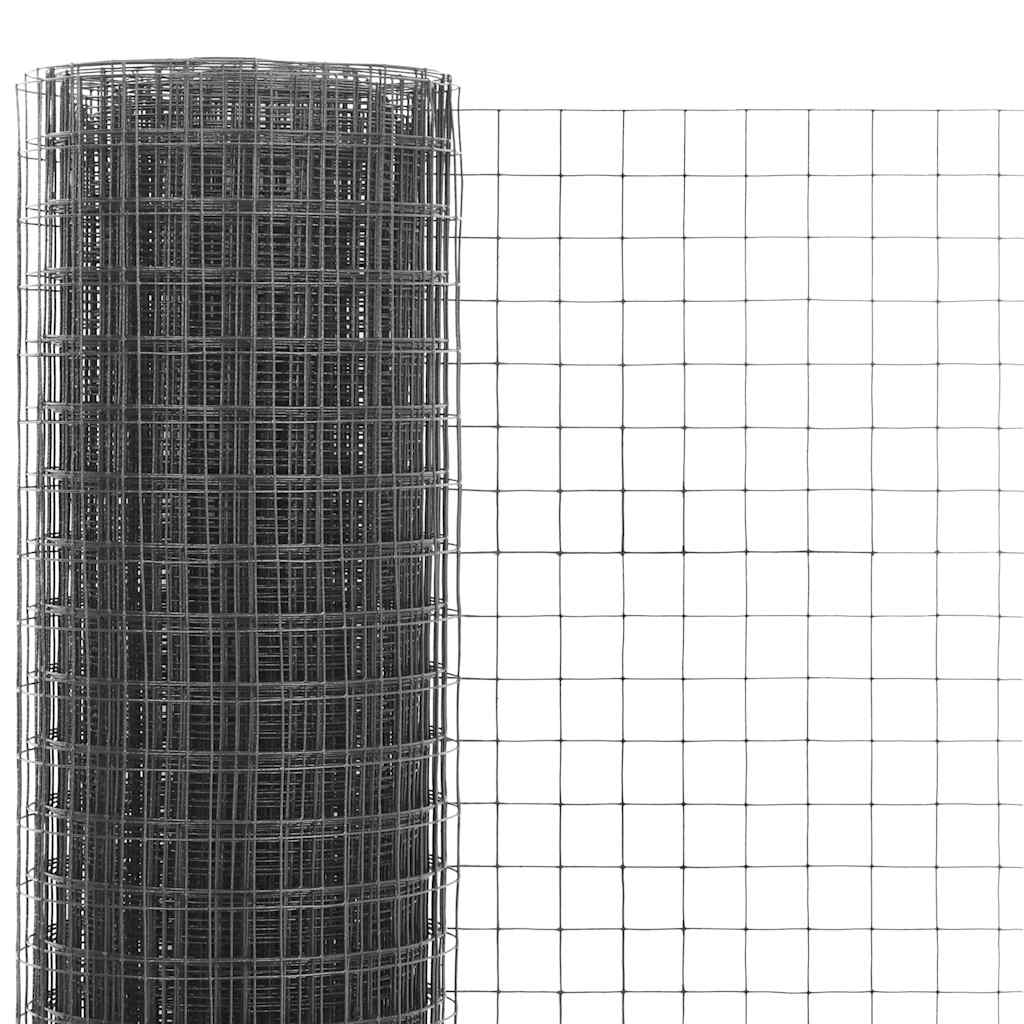 Vidaxxl grillage 25x1,5 m acier avec revêtement PVC gris