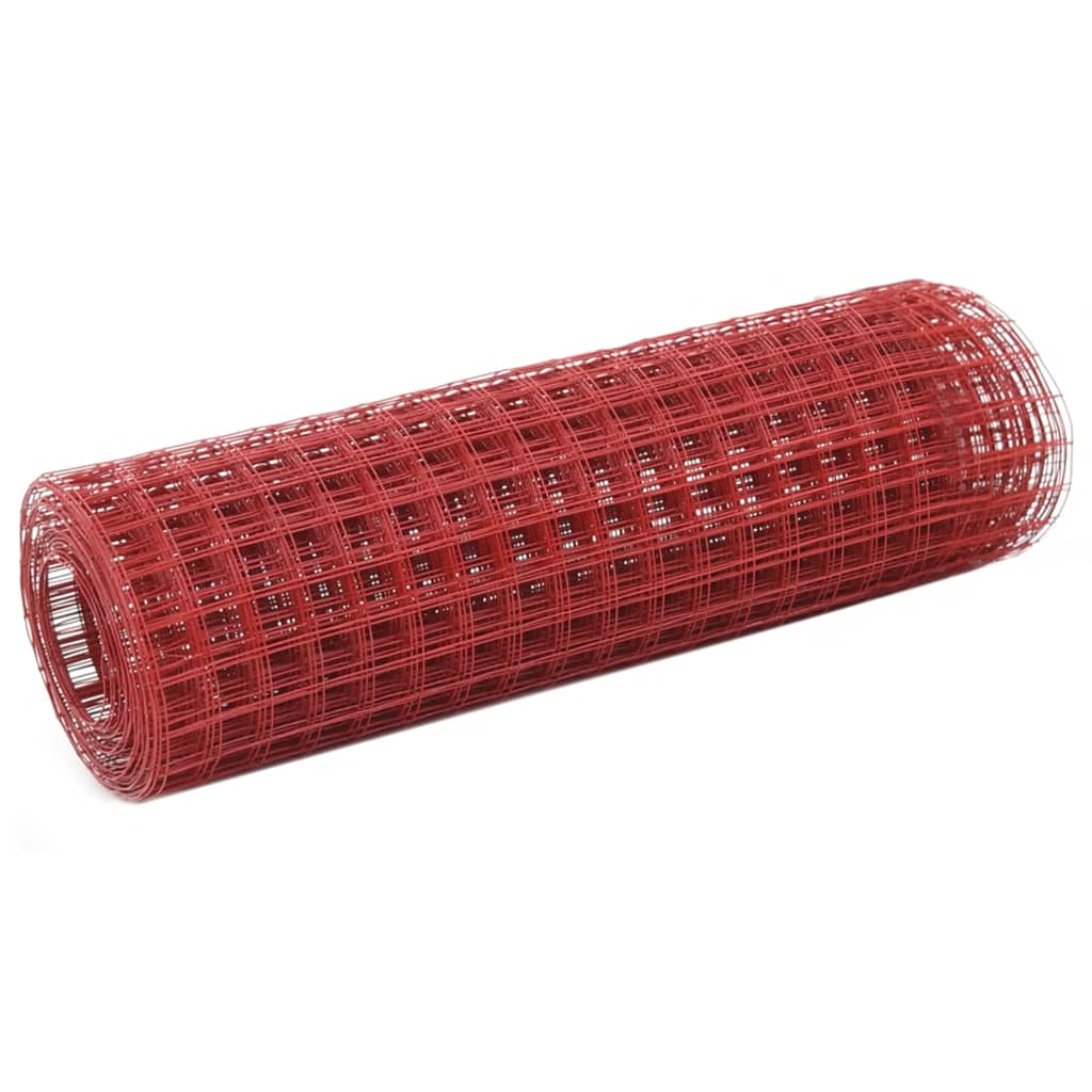 Vidaxl Chicken Wire 25x0,5 m Stal z powłoką PVC czerwony