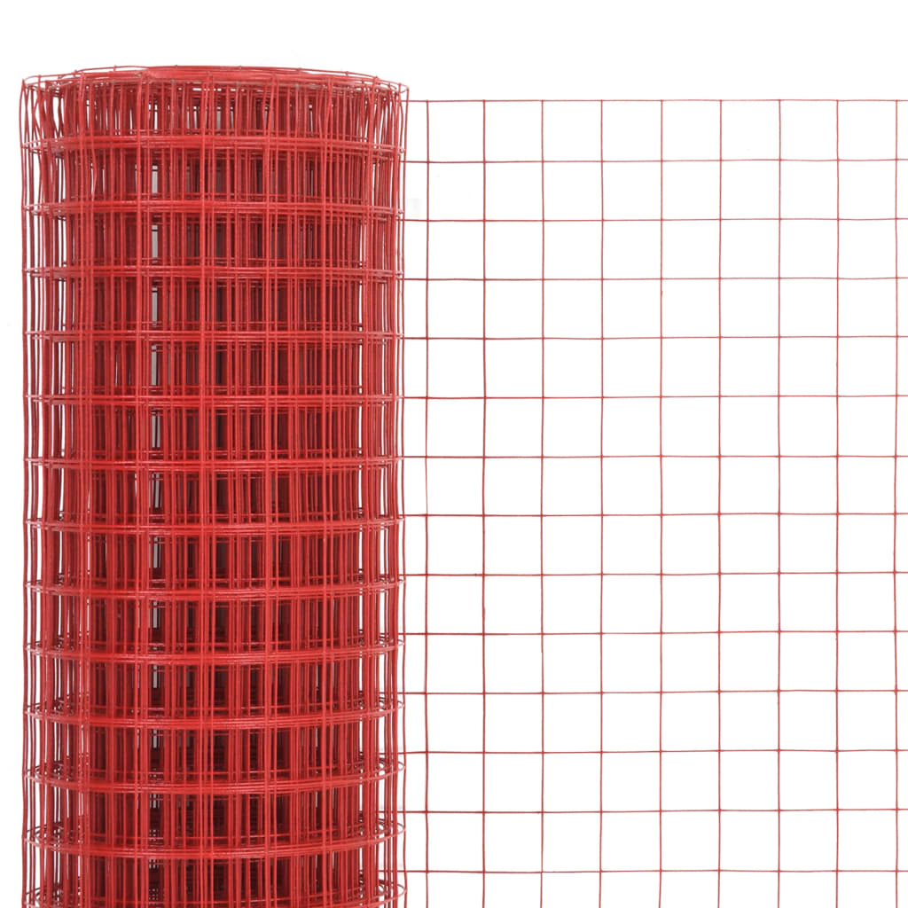 Vidaxx grillage 25x0,5 m acier avec revêtement PVC rouge