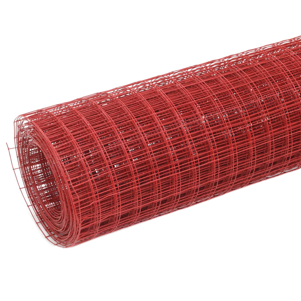 Vidaxl Chicken Wire 25x0,5 m Stal z powłoką PVC czerwony