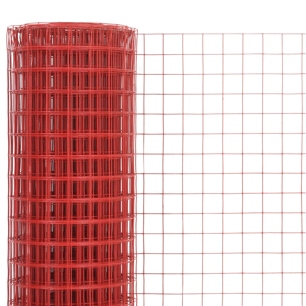 Vidaxl Chicken Wire 25x0,5 m Stal z powłoką PVC czerwony