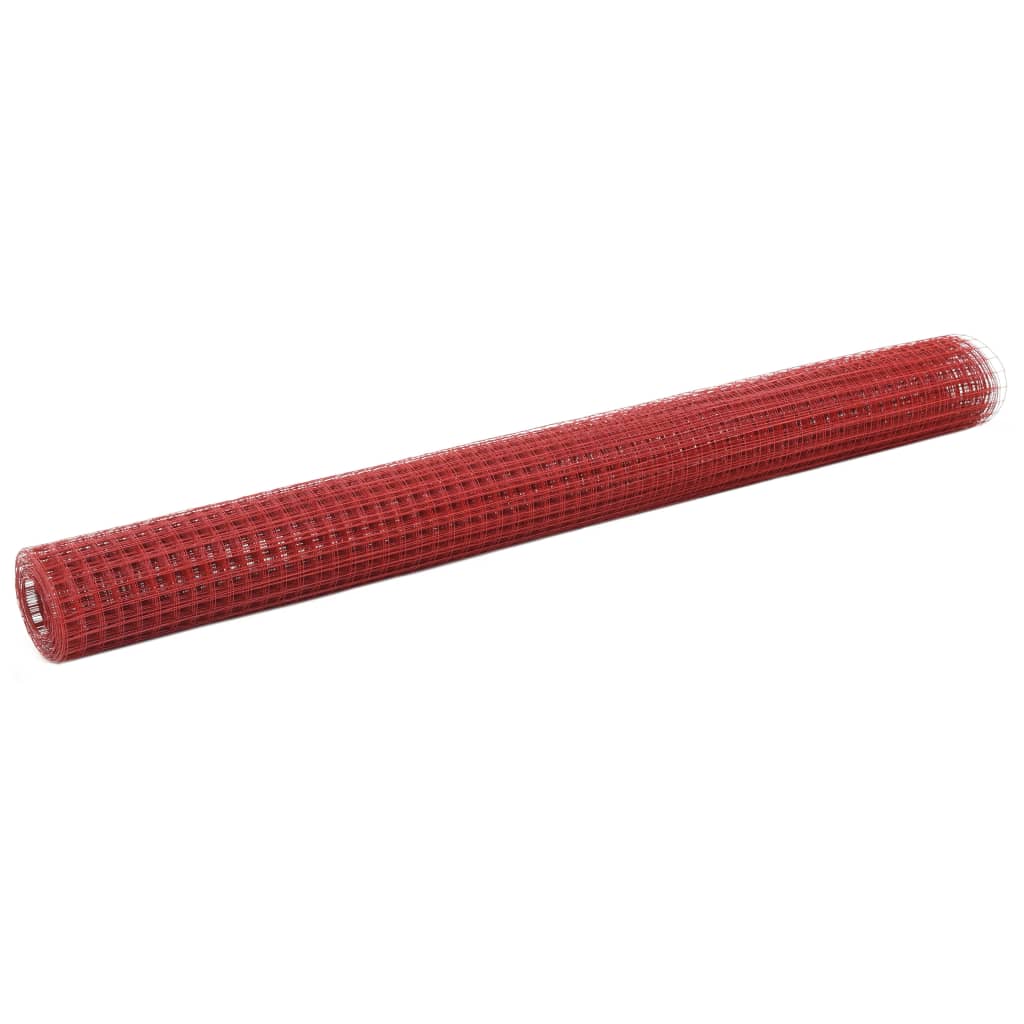Vidaxl Poulet Fil 25x1,5 m en acier avec revêtement en PVC rouge