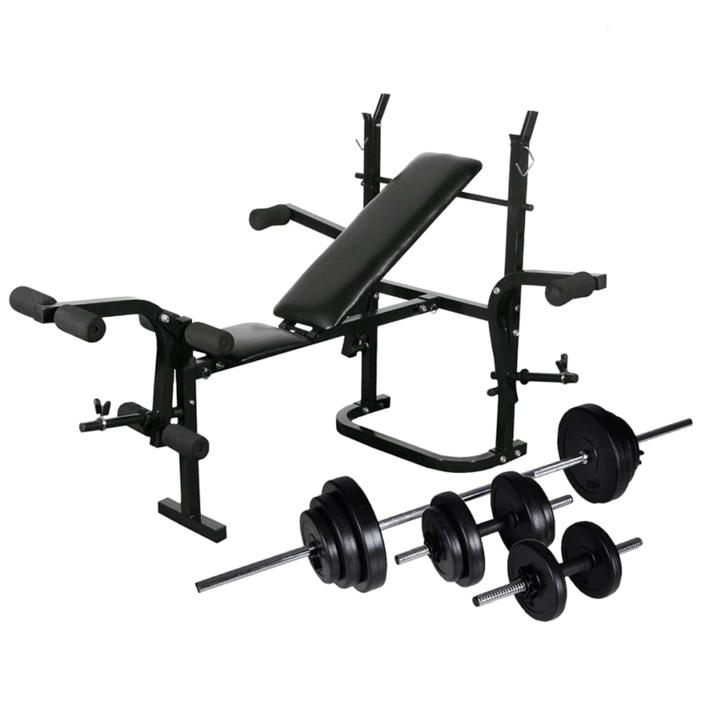 Vidaxl Gewiichter mat Gewiicht Rack an Hantel Set 30,5 kg