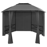 Vidaxl Garden Pavilion avec rideaux Hexagonal 360x265 cm