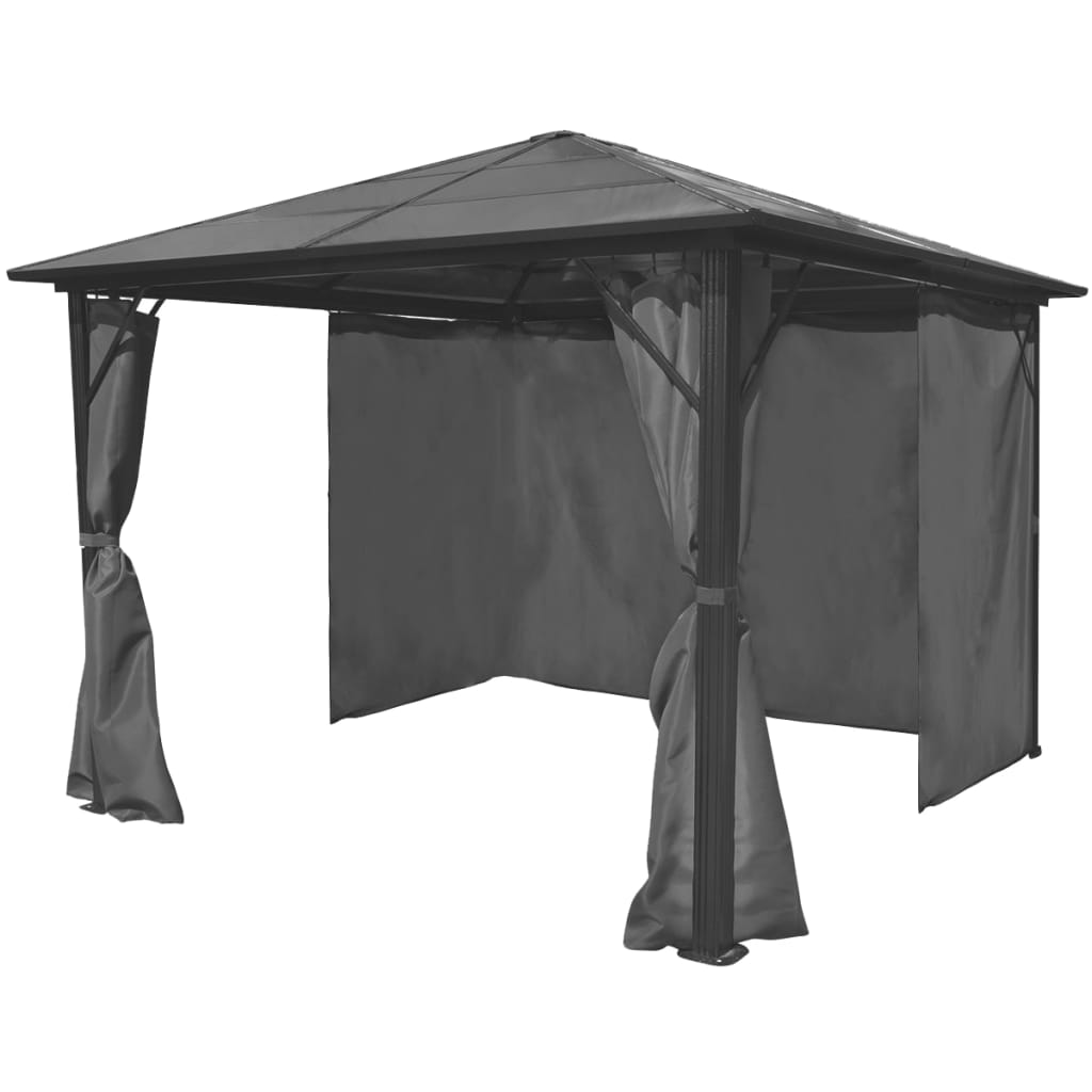 Arbour Vidaxl avec rideau 300x300 cm anthracite en aluminium