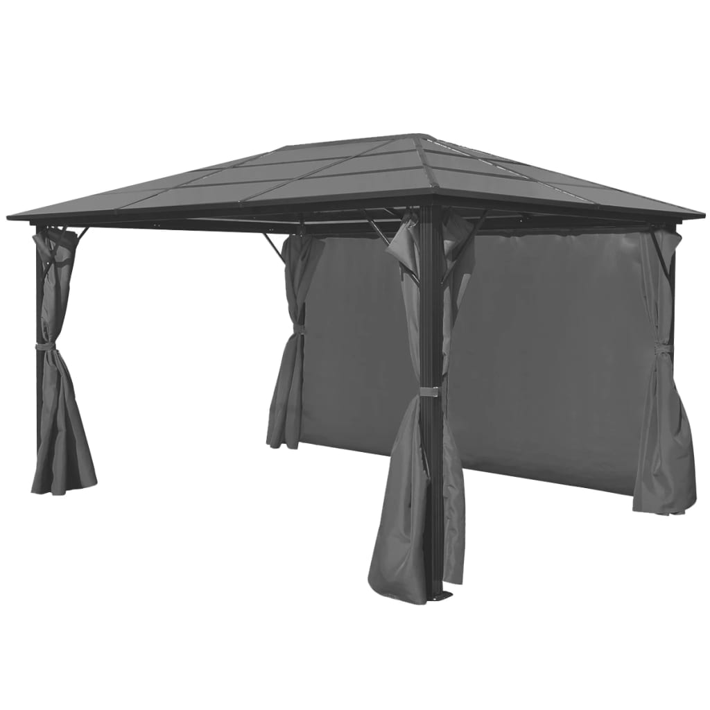 Arbor Vidaxl avec rideau 400x300 cm Aluminium anthracite