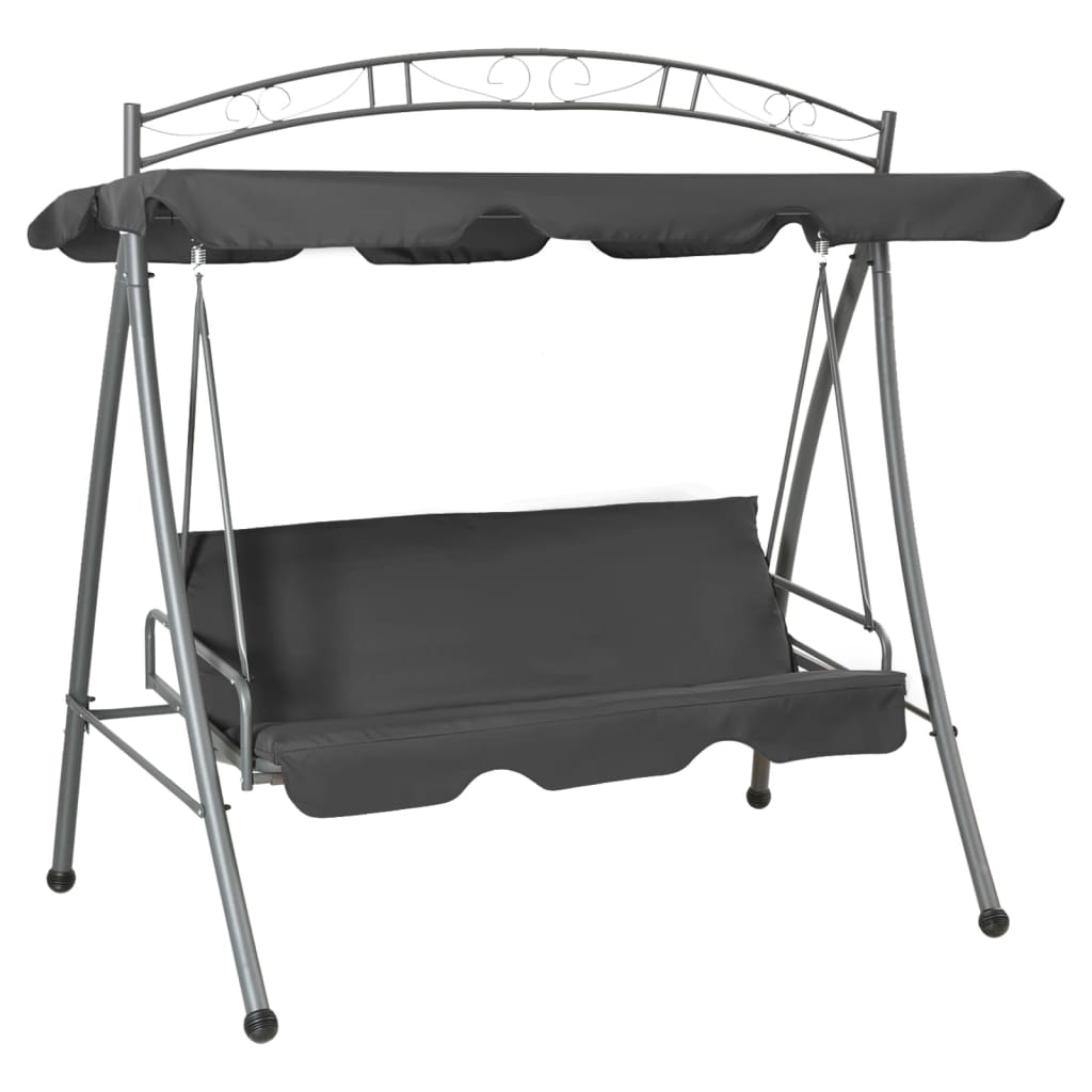 Banc de swing vidaxl pour extérieur avec toit 198x120x205 cm anthracite en acier