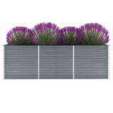Vidaxl Planter surélevé 240x80x77 cm Gray en acier galvanisé