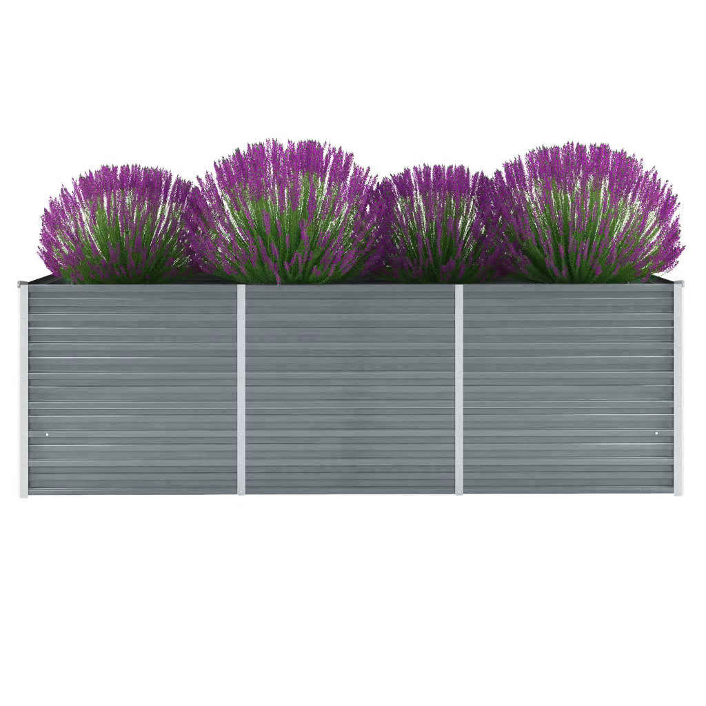 Plantador Vidaxl elevado 240x80x77 cm de acero galvanizado gris