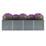 Vidaxl Planter surélevé 320x80x77 cm Gray en acier galvanisé