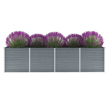 Vidaxl Planter surélevé 320x80x77 cm Gray en acier galvanisé