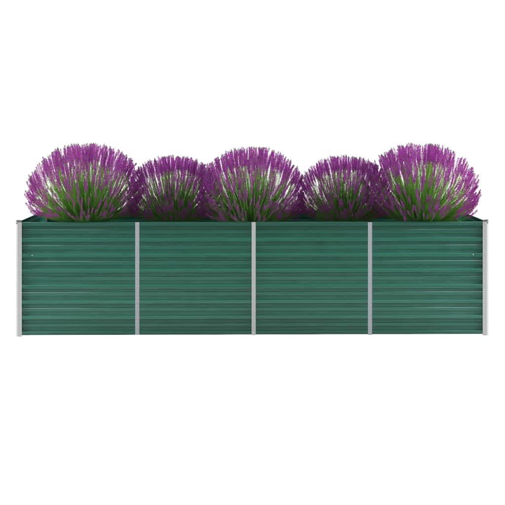 Plantador Vidaxl insertado 320x80x77 cm de acero galvanizado verde