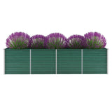 Plantador Vidaxl insertado 320x80x77 cm de acero galvanizado verde