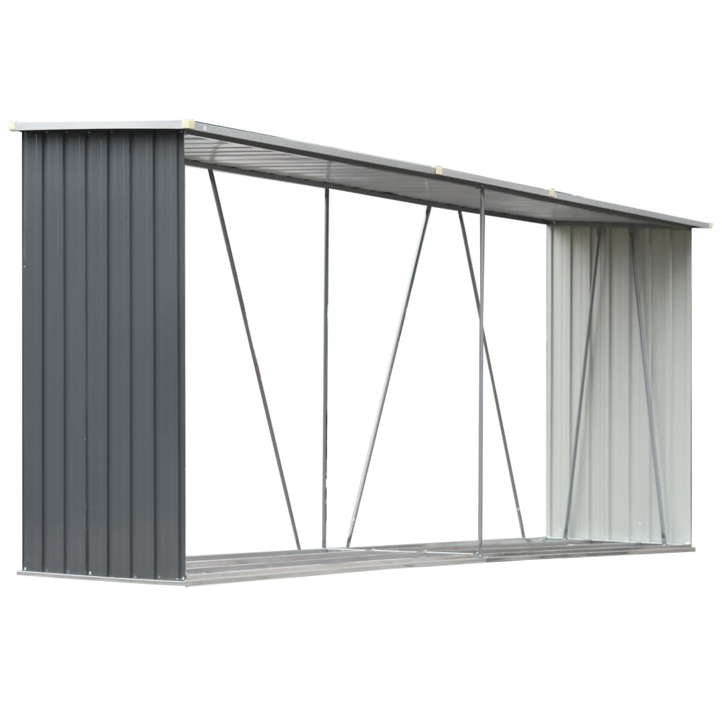 Vidaxl brænde skur 330x84x152 cm galvaniseret stålgrå