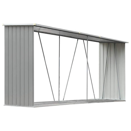 Vidaxl Sangar de bois de chauffage 330x84x152 cm Gray en acier galvanisé