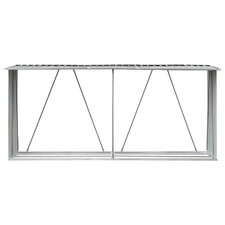 Vidaxl Sangar de bois de chauffage 330x84x152 cm Gray en acier galvanisé