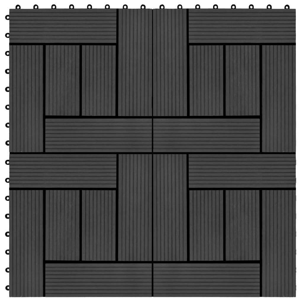 Vidaxl Terrace Tiles 30x30 cm 1 m² HKC Black 11 Sts