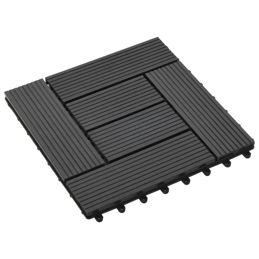 Vidaxl Terrace Tiles 30x30 cm 1 m² HKC Black 11 Sts