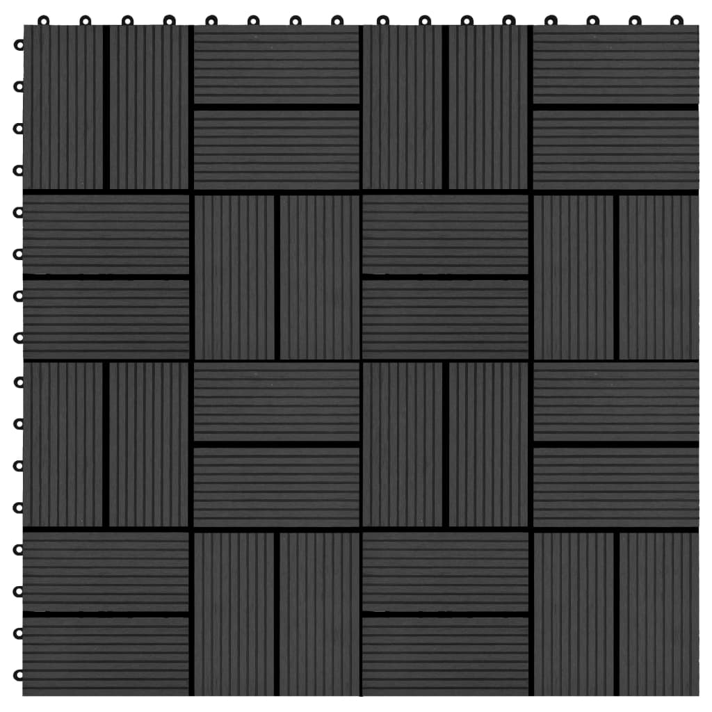 Vidaxl Terrace Tiles 30x30 cm 1 m² HKC Black 11 Sts