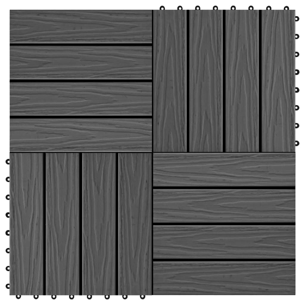 Vidaxl Terrace Tiles Relief Deep 30x30 cm 1 m² HKC Black 11 Sts