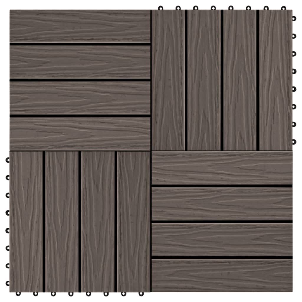 Vidaxl Terrace tiles Deep relief 30x30 cm 1 m² HKC Dark brown 11 sts