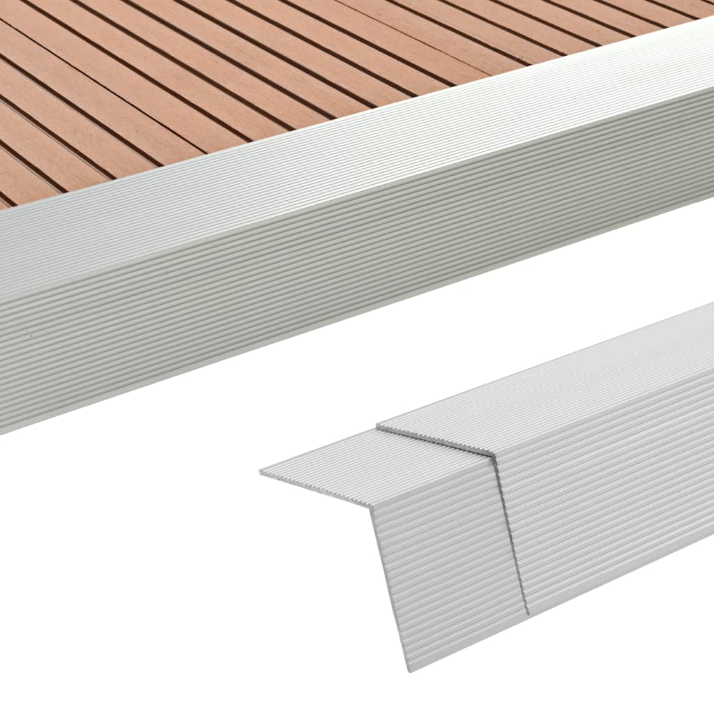 Vidaxl 5 St Terrace Corner Skirting Boards 170 cm aluminium sølvfarvet