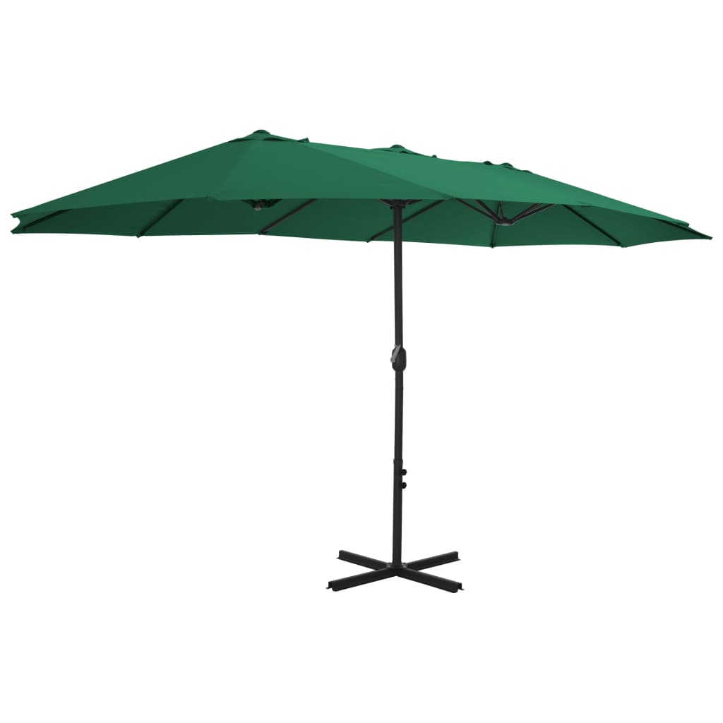 Parasol Vidaxl con poste de aluminio 460x270 cm verde