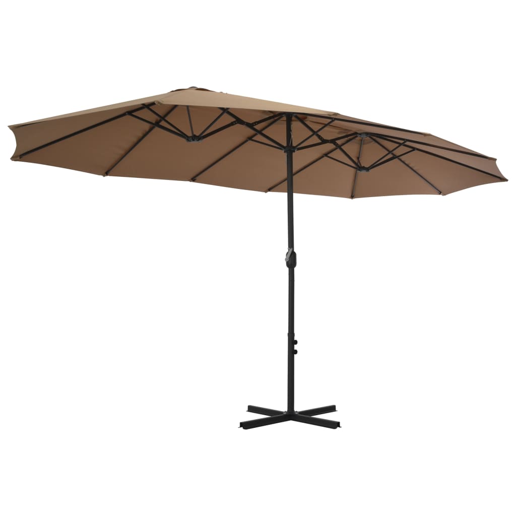 Vidaxl Parasol z aluminijastim drogom 460x270 cm Taupe