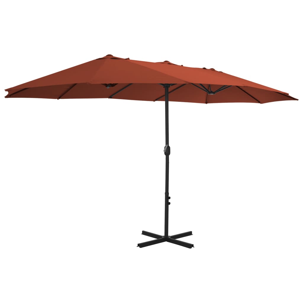 Vidaxl Parasol con polo in alluminio 460x270 cm Terracotta