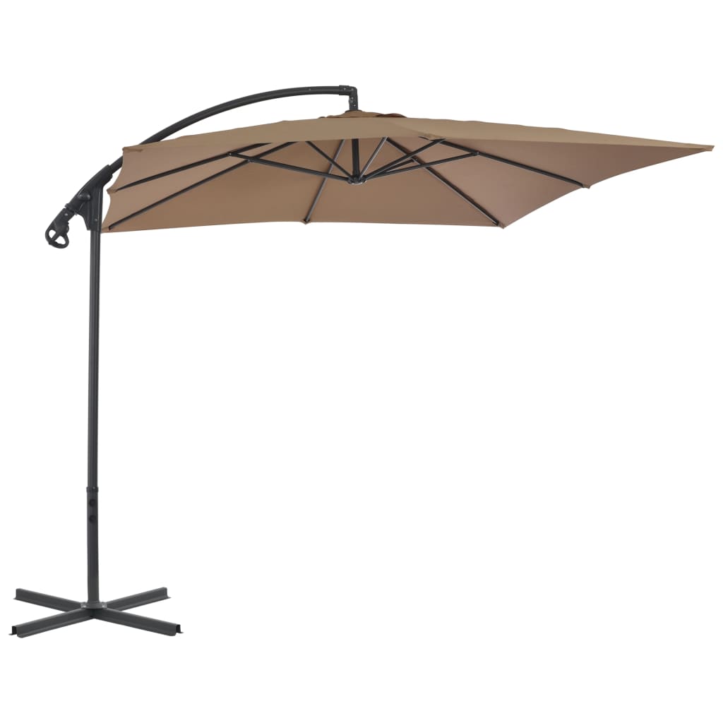 Vidaxl Floating Parasol s ocelovým pólem 250x250 cm taupe