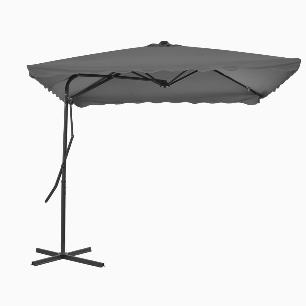 Vidaxl Parasol con polo in acciaio 250x250 cm antracite