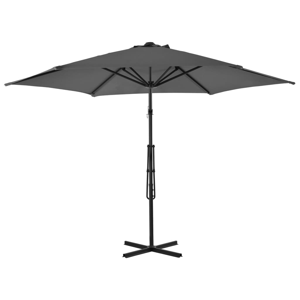 Vidaxl Parasol z jeklenim drogom 300 cm antracit