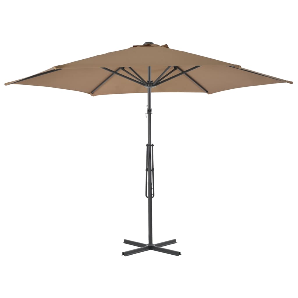 Vidaxl Parasol z jeklenim drogom 300 cm Taupe