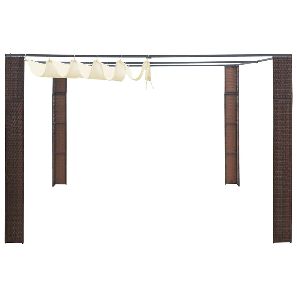 Tonnelle Vidaxx avec toit 300x300x200 cm poly rotin marron et crème