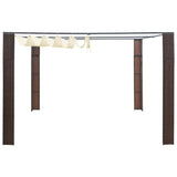 Tonnelle Vidaxx avec toit 300x300x200 cm poly rotin marron et crème