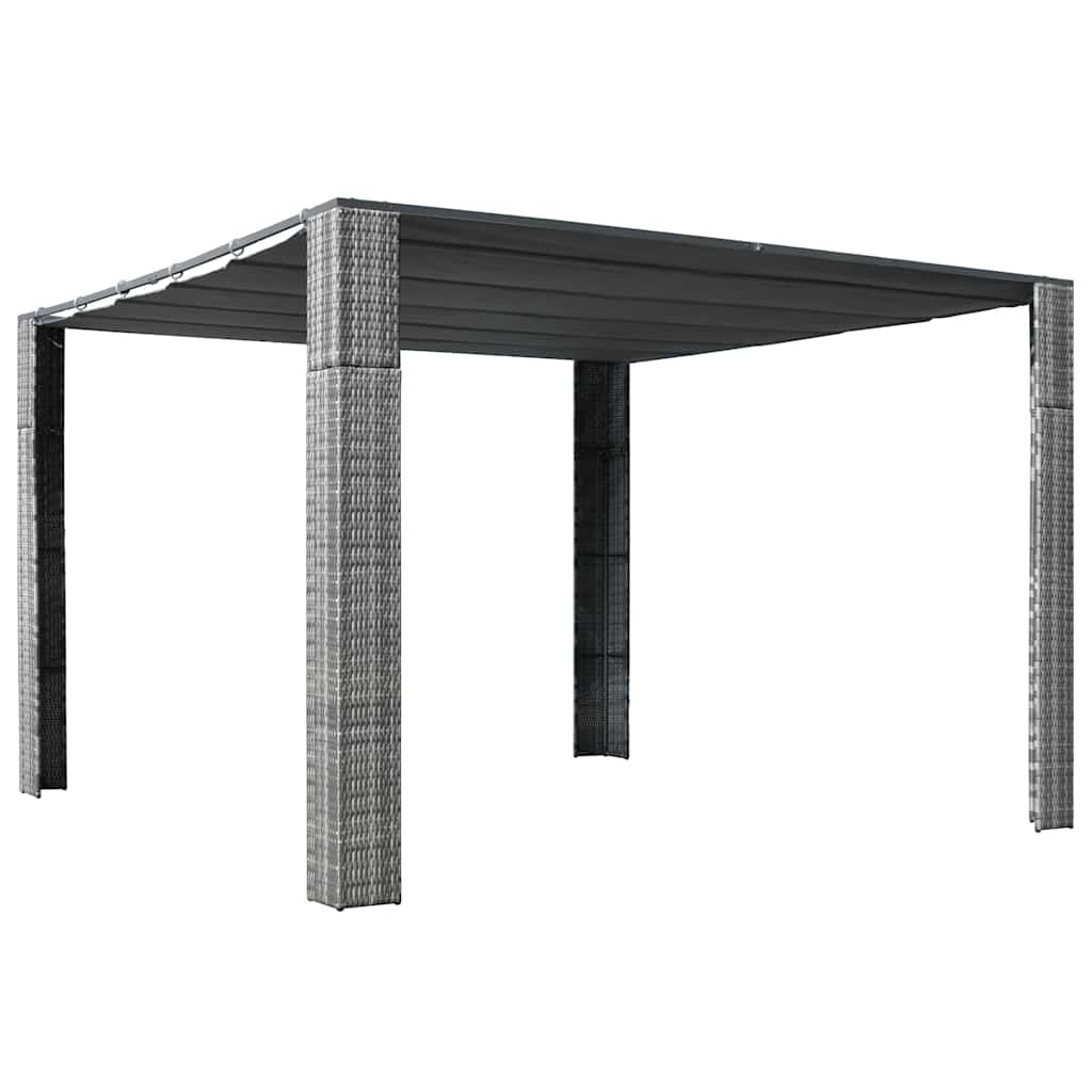 Tonnelle Vidaxx avec toit 300x300x200 cm poly rotin gris et anthracite