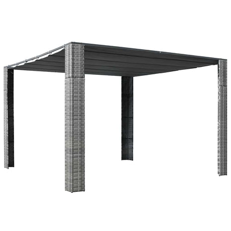 Tonnelle Vidaxx avec toit 300x300x200 cm poly rotin gris et anthracite