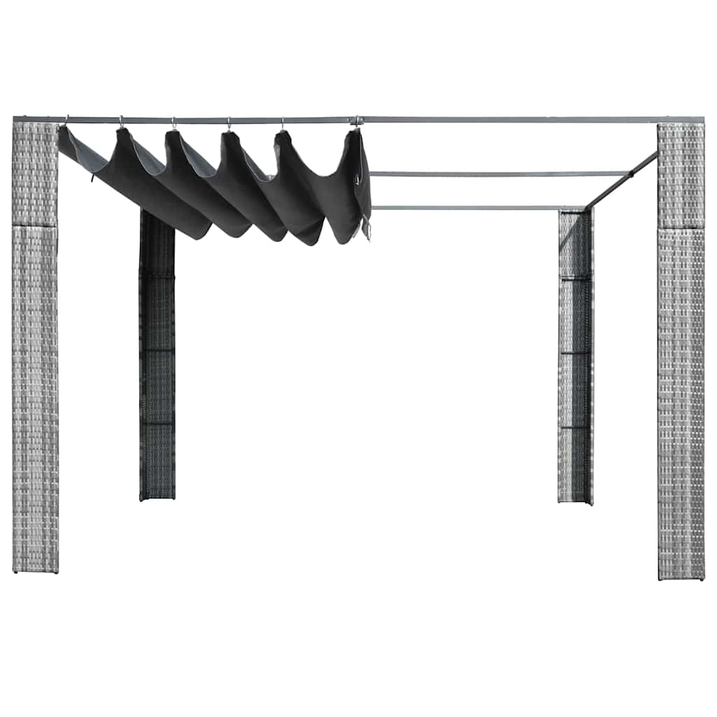 Tonnelle Vidaxx avec toit 300x300x200 cm poly rotin gris et anthracite