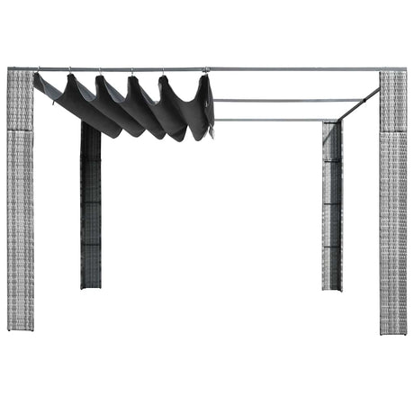 Tonnelle Vidaxx avec toit 300x300x200 cm poly rotin gris et anthracite
