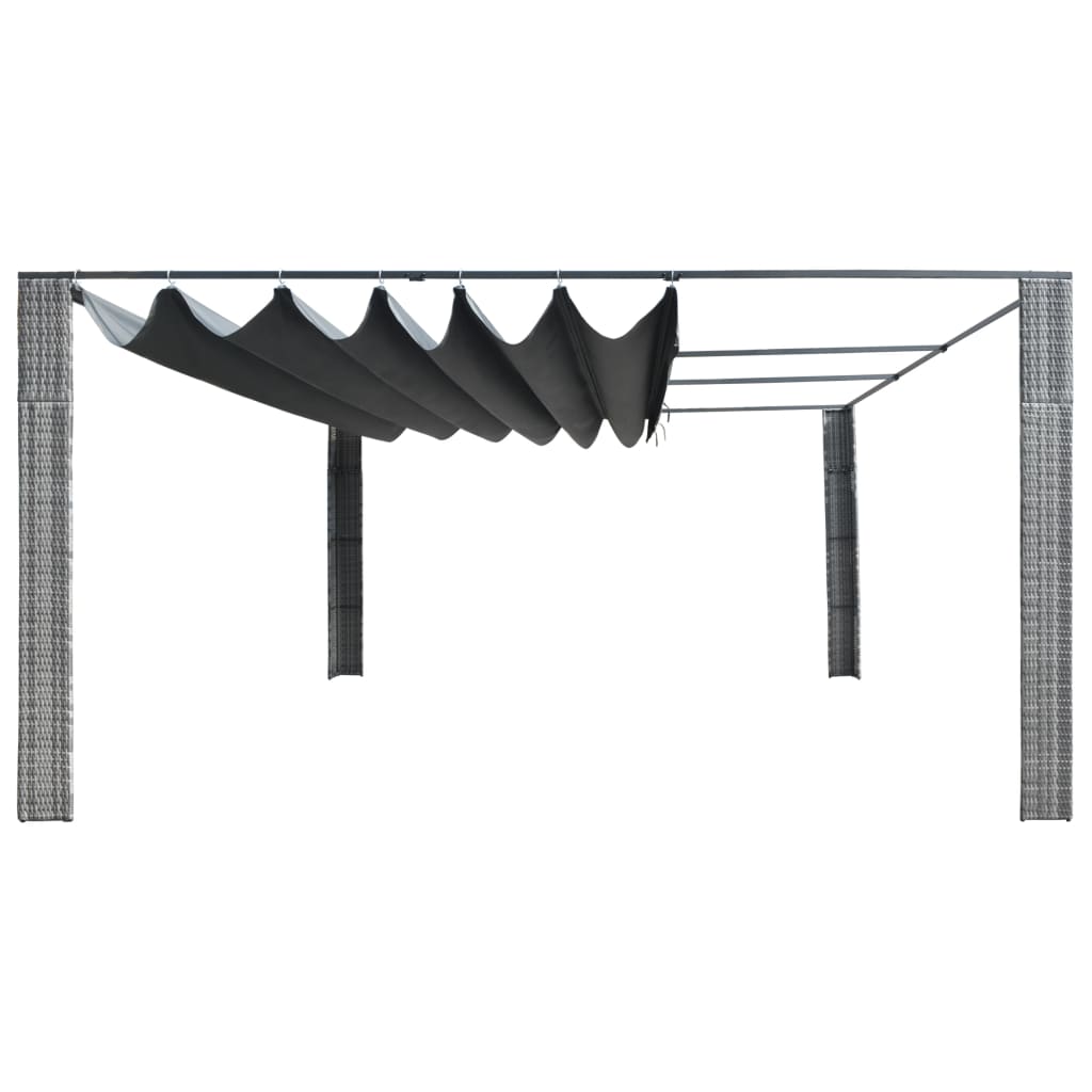 Arbor vidaxl avec toit coulissant 400x400x200 cm anthracite gris rattan