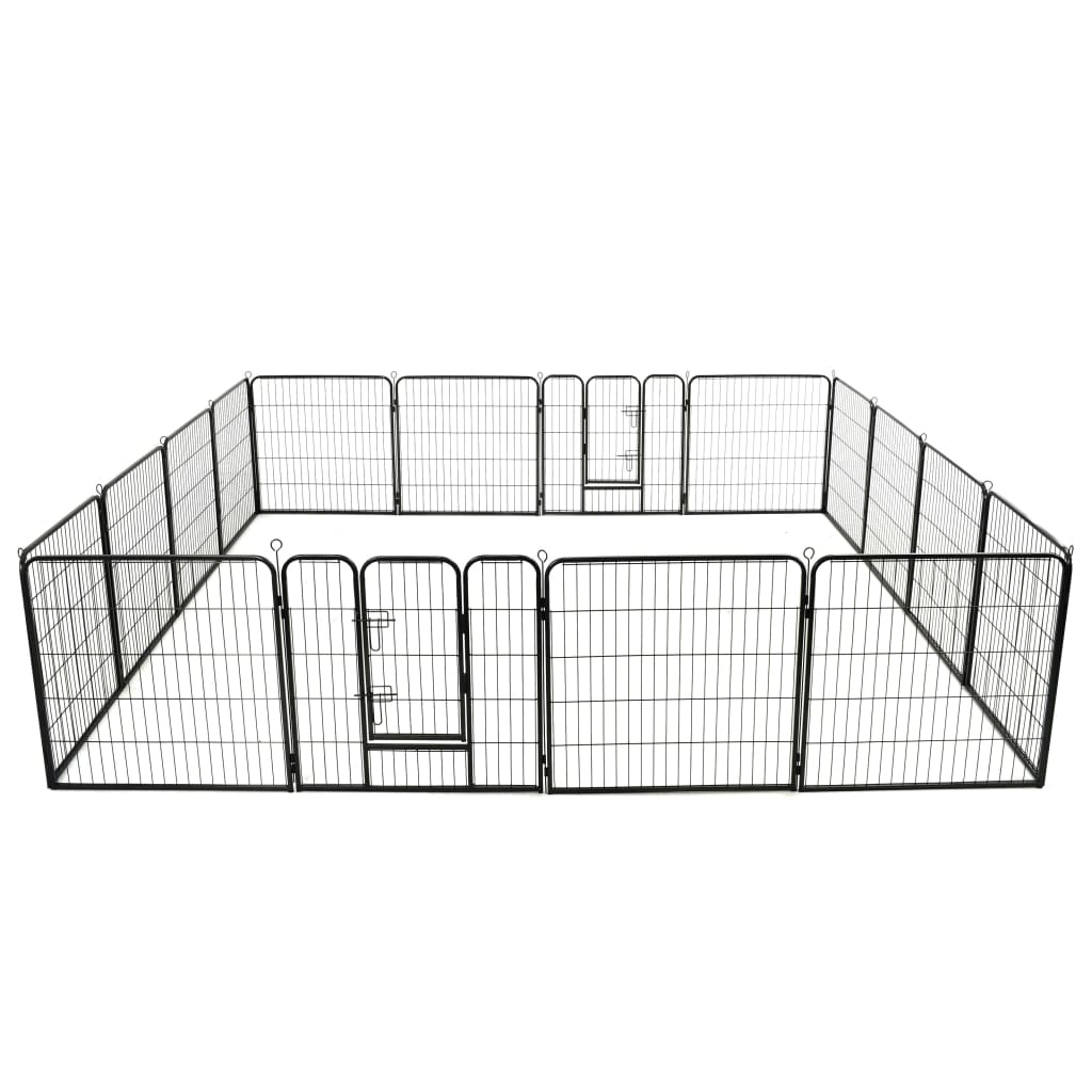 Vidaxl Dog Run s 16 ploščami 80x80 cm jeklena črna