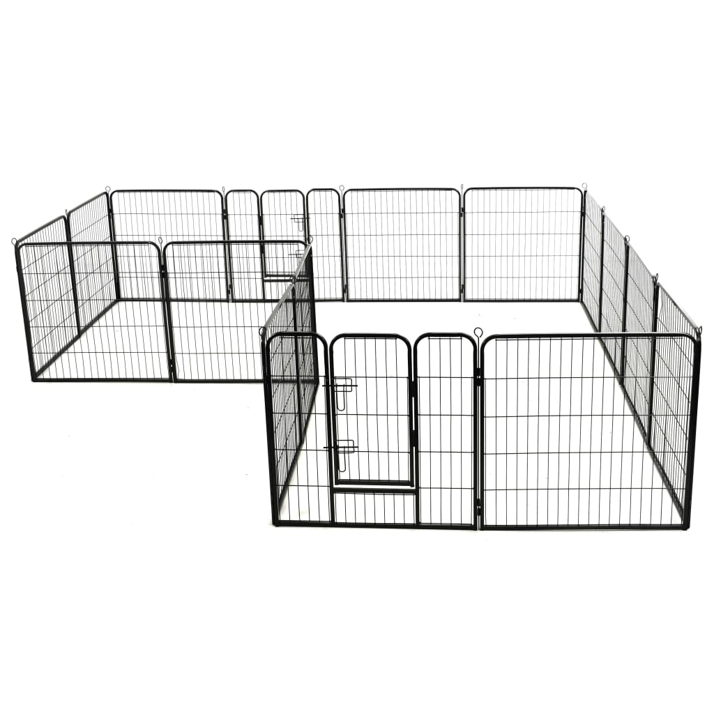 Vidaxl Dog Run s 16 ploščami 80x80 cm jeklena črna