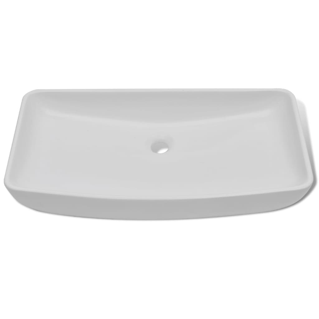 Vidaxl Washbasin z mikserową prostokątną ceramiczną białą białą