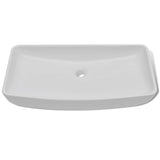 Washbasin de baño Vidaxl con batidora de cerámica rectangular blanca